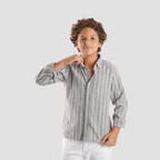 Boys' Grey Linen Shirt-BSH148S - Naga Homme
