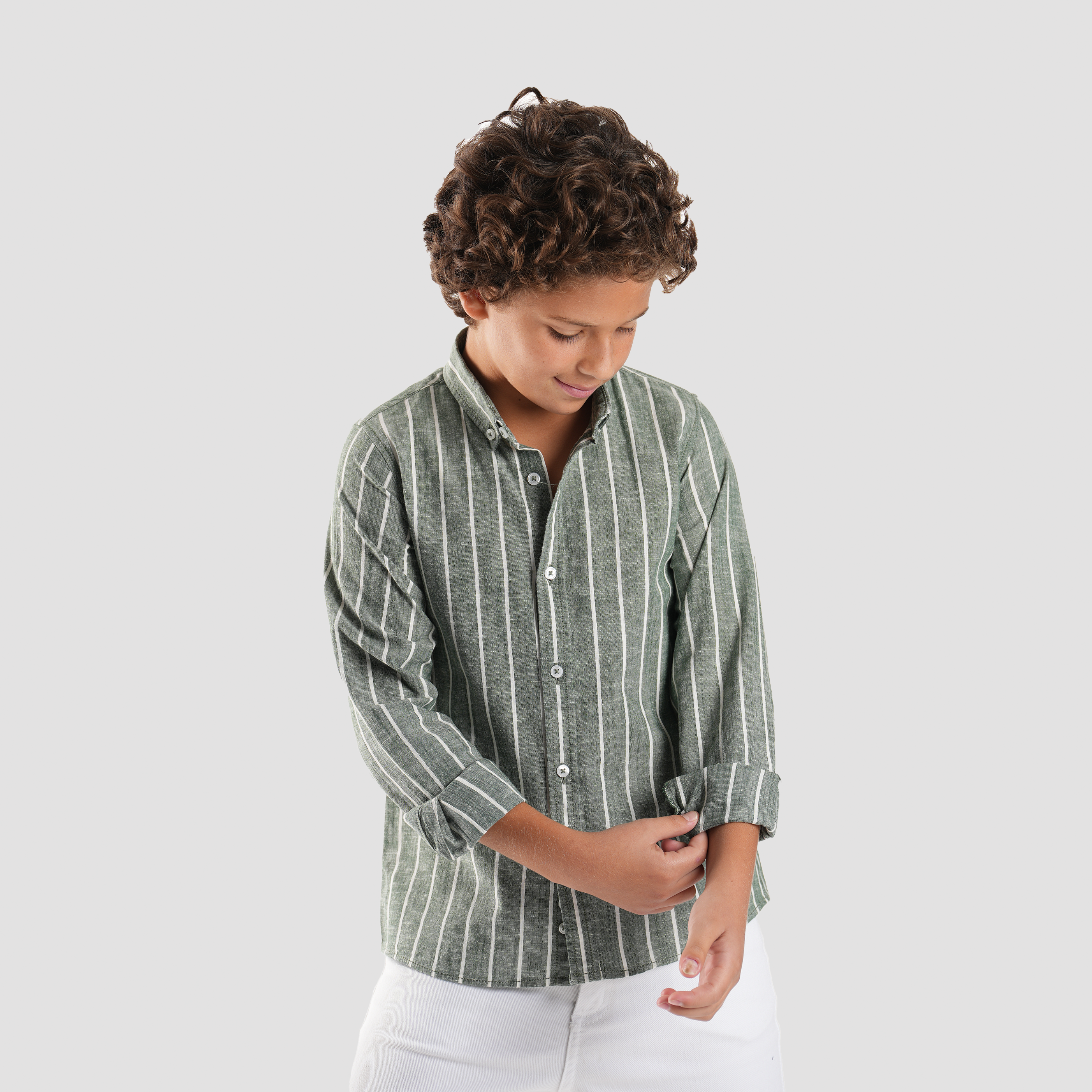 Boys' Green Linen Shirt-BSH148S Secondary image