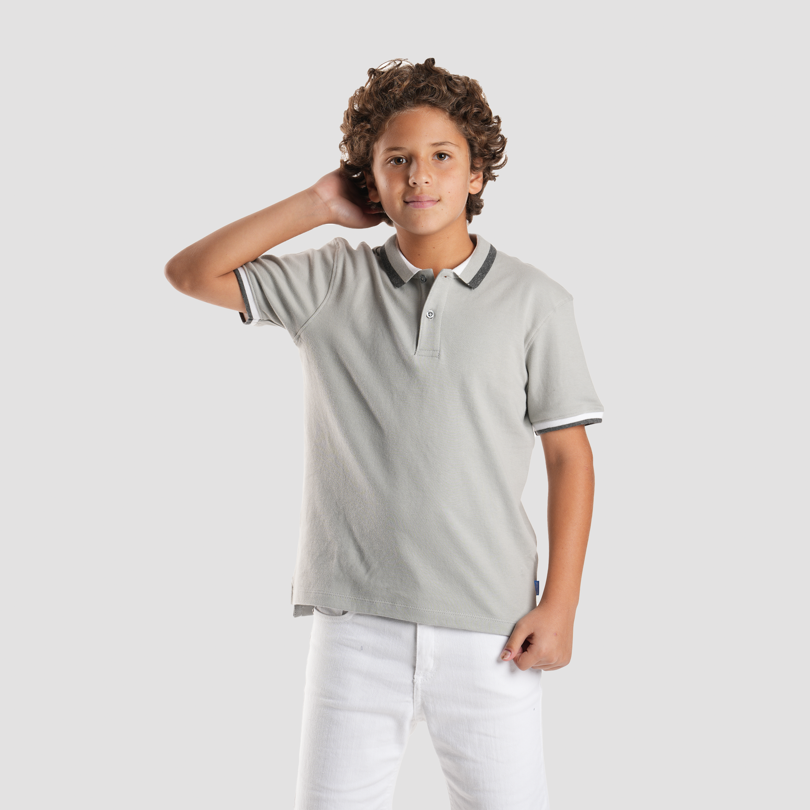 Boys' Grey Polo Shirt-BPO-96S - Naga Homme