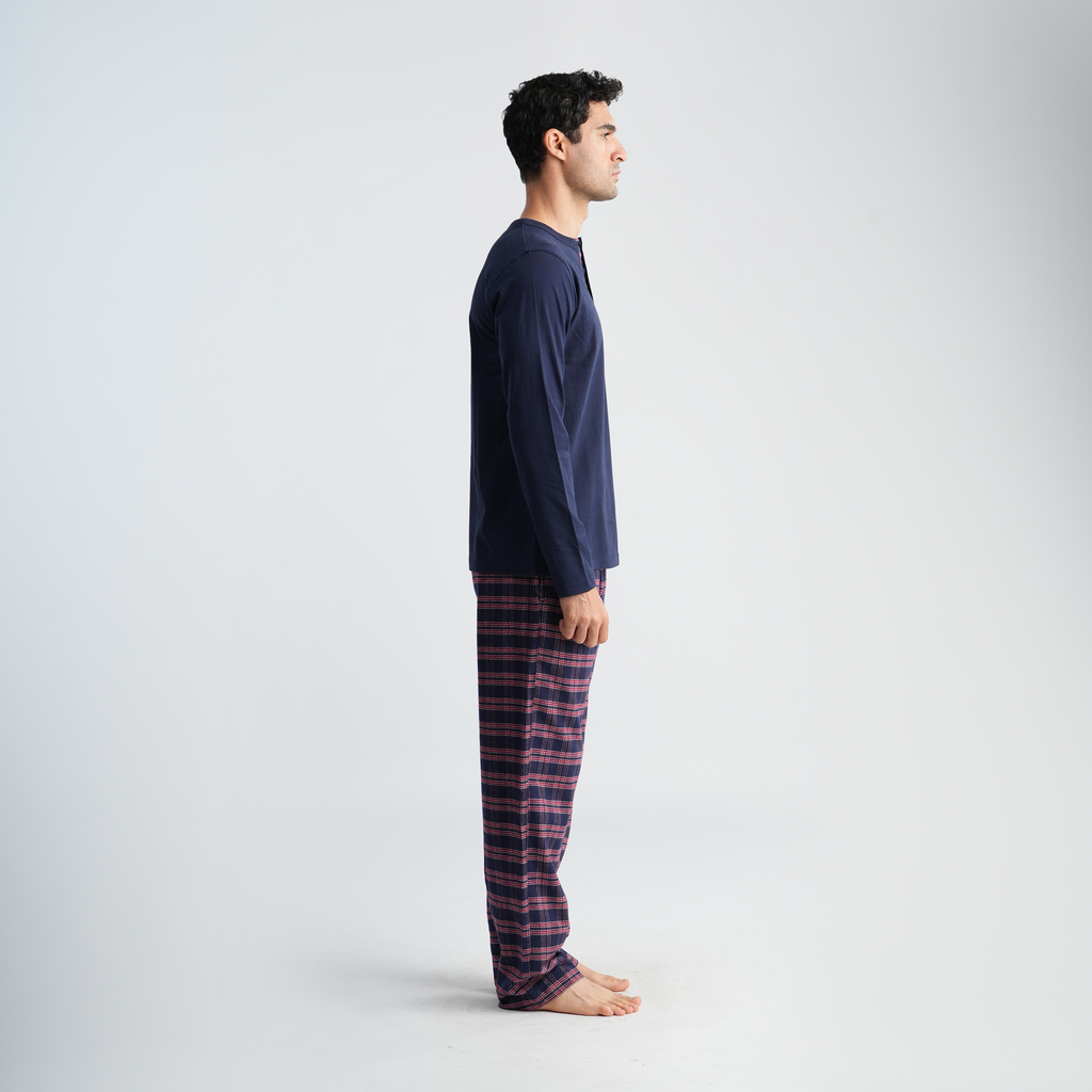 Men's Navy Pajama Set-MPJL143