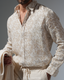 Beige Printed Long Sleeve Shirt (MSH0176)
