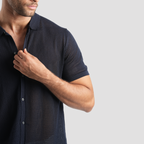 Navy short sleeve polo-MPO138s - Naga Homme