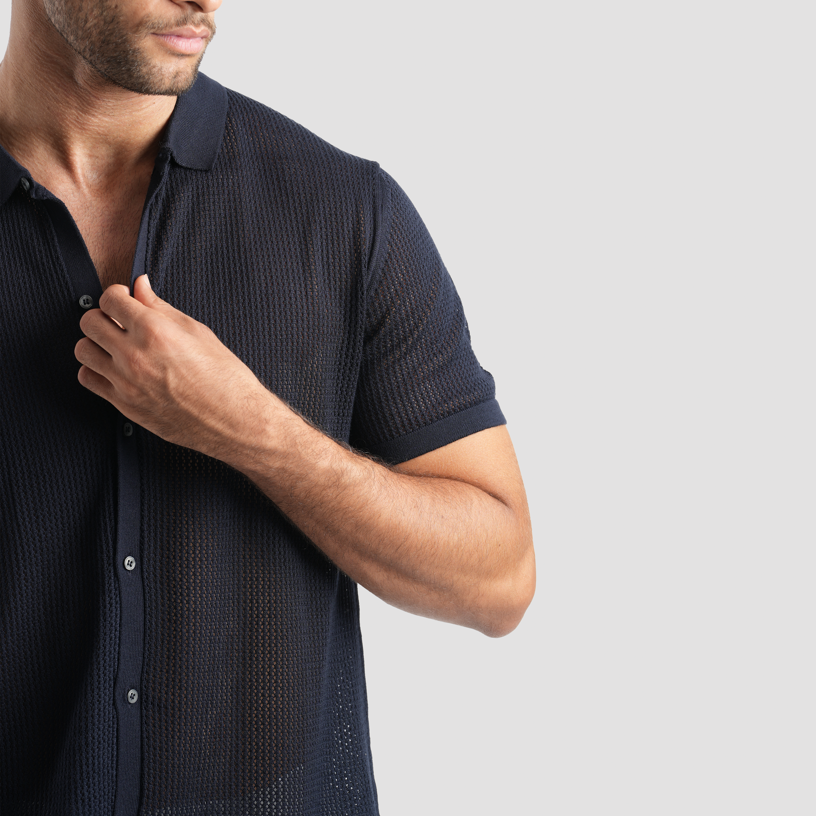 Navy short sleeve polo-MPO138s - Naga Homme