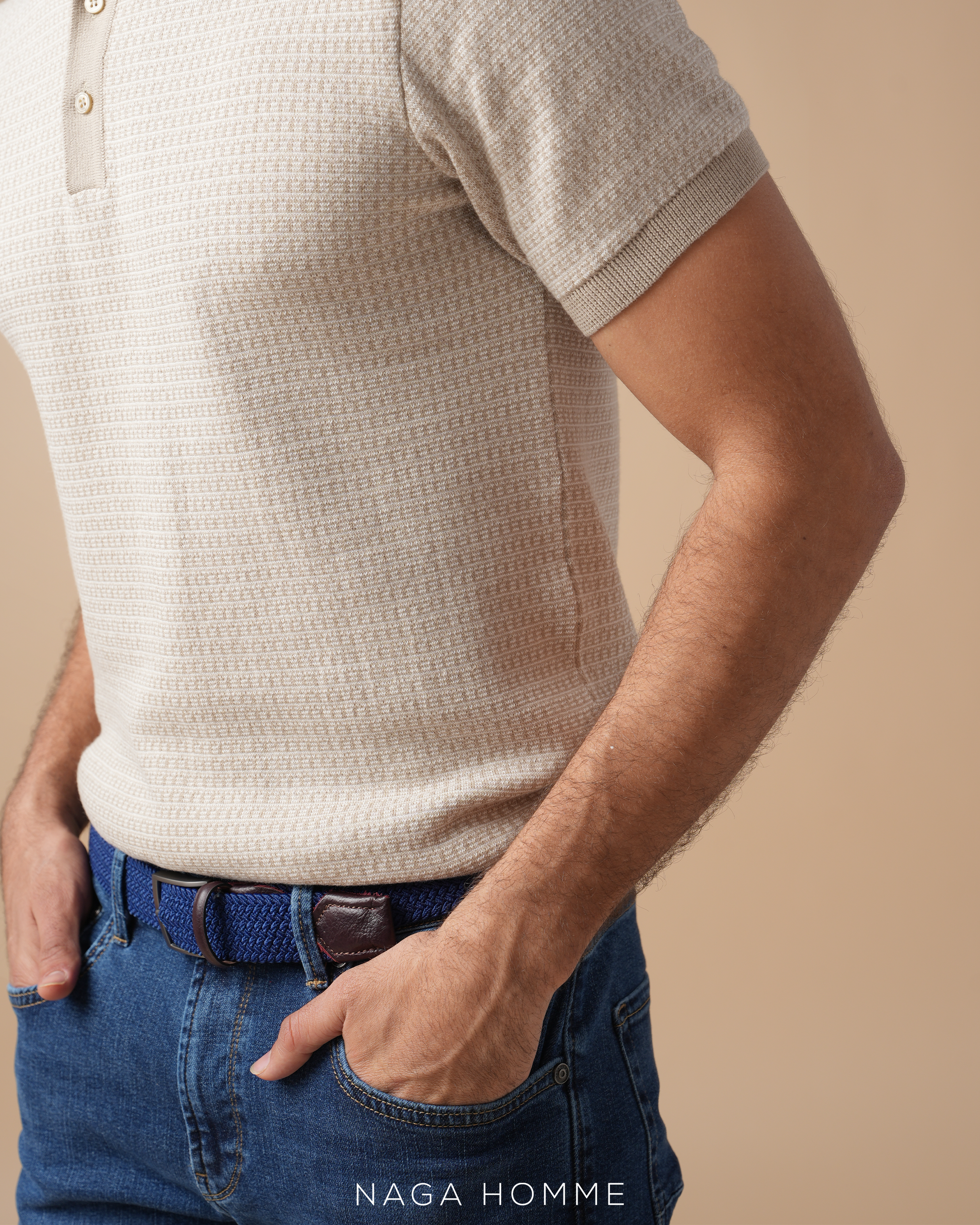 Men's Short sleeve Beige polo (MPO154)