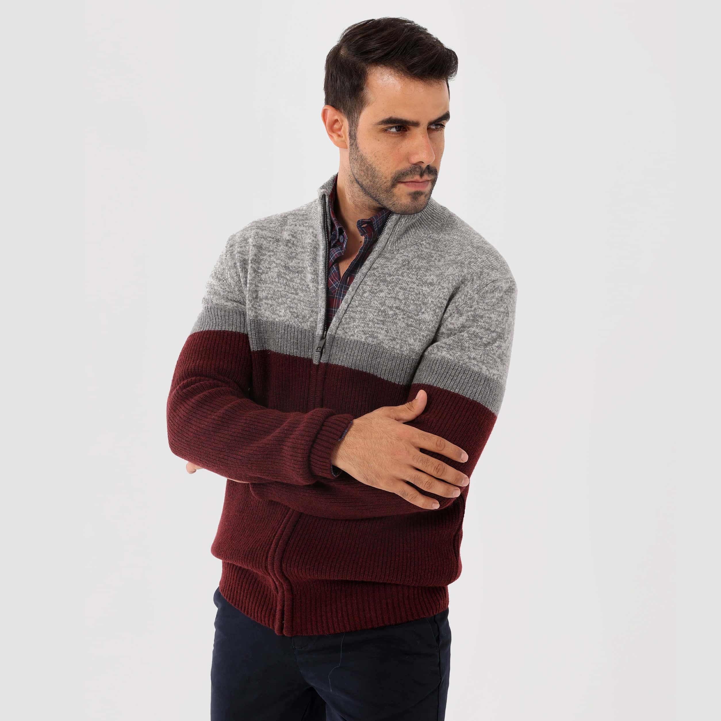 Dark Bordaux Pullover-Jacket With Zipper(10) - nagahomme