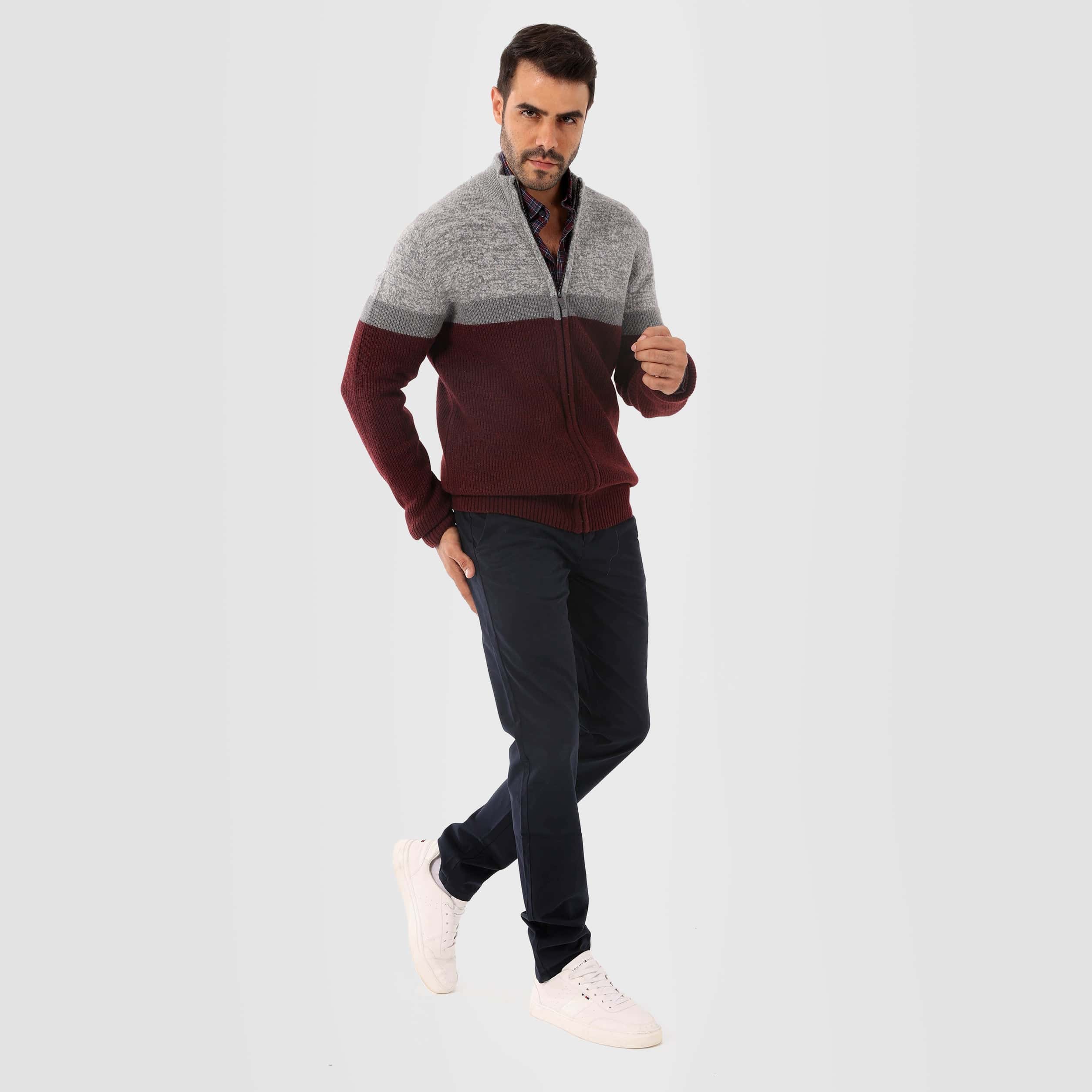 Dark Bordaux Pullover-Jacket With Zipper(10) - nagahomme