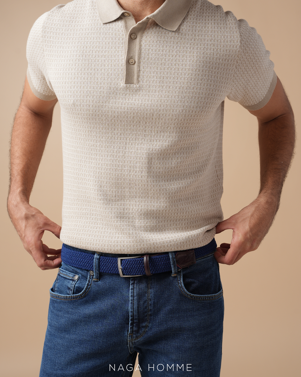 Men's Short sleeve Beige polo (MPO154)