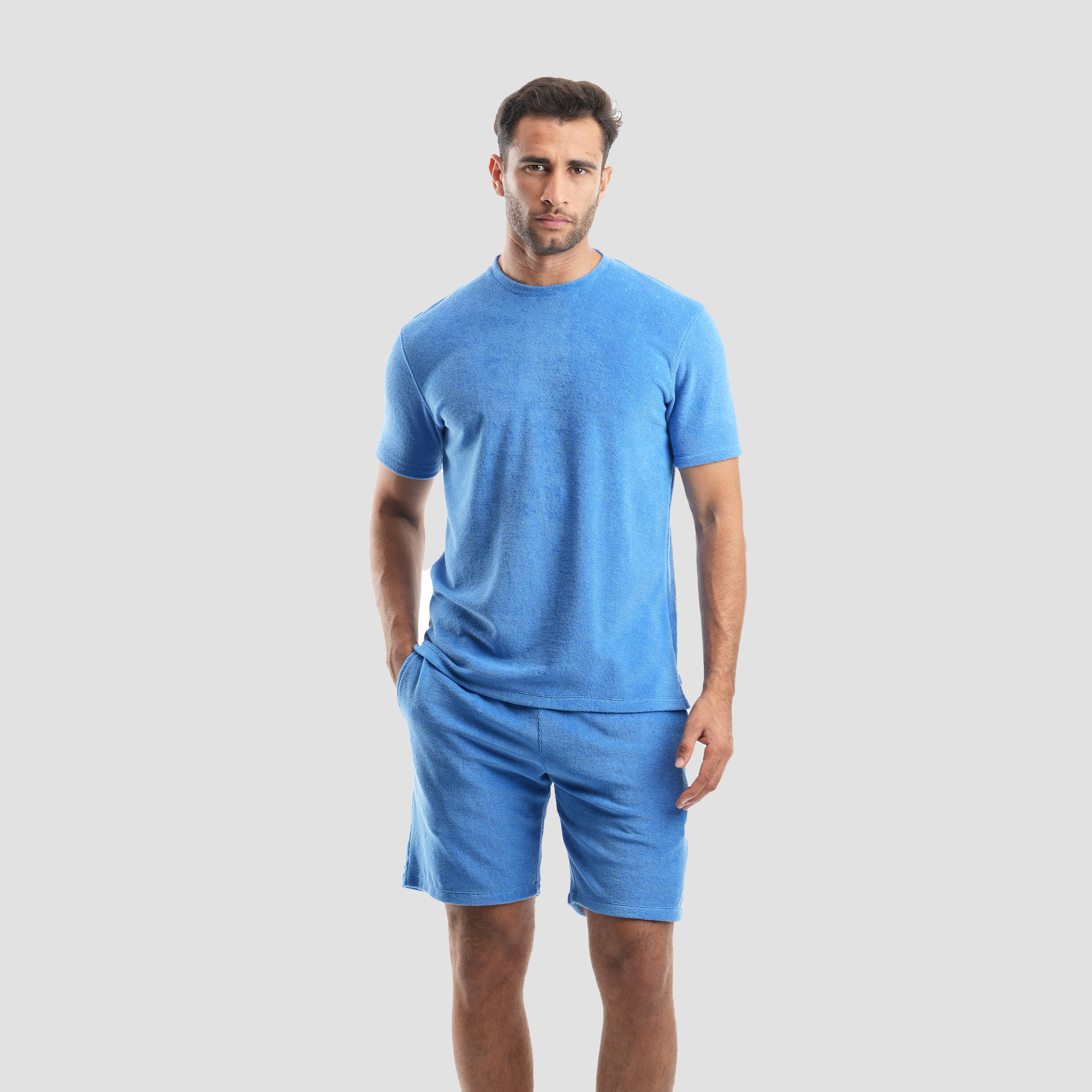 Men's light Blue Towel Short-MSRB-01 Secondary image