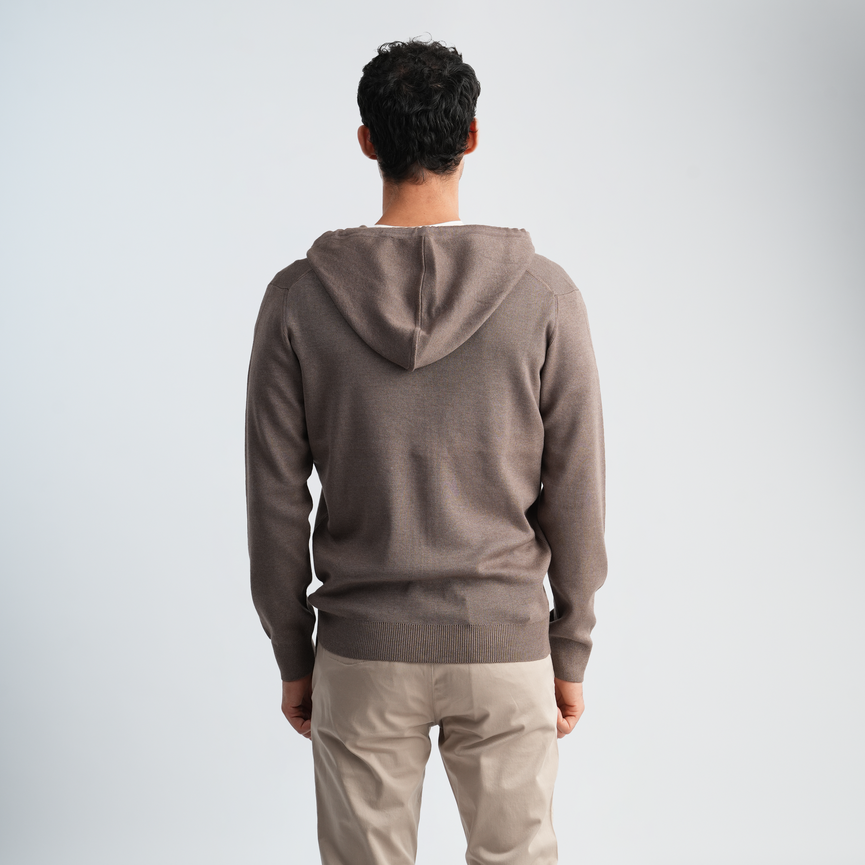 Men's Coffee Knit Hoodie-MPLFSH-30