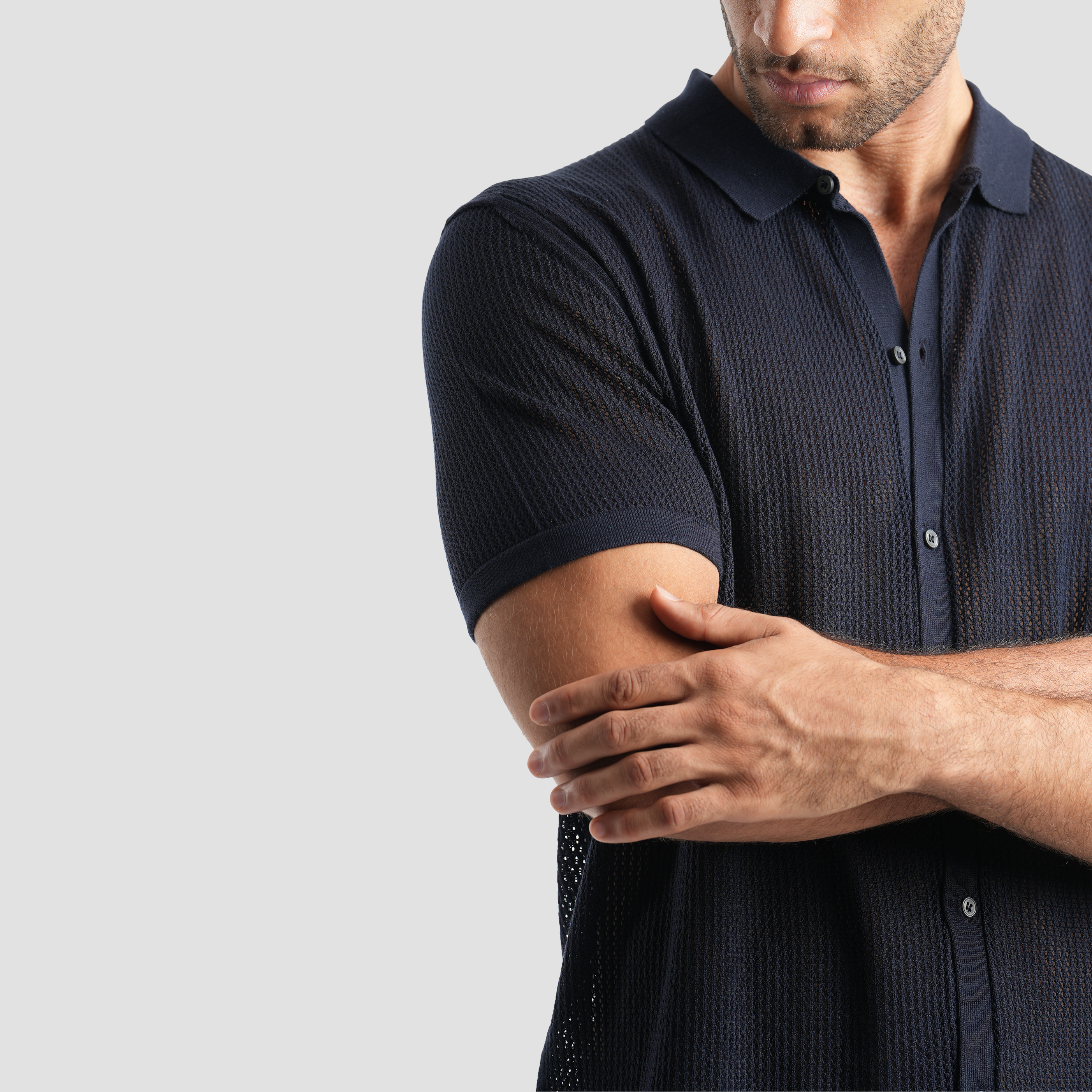 Navy short sleeve polo-MPO138s - Naga Homme