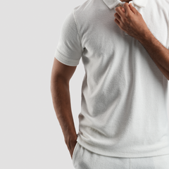 Men's Off-White Towel Polo Shirt-MPOB-01