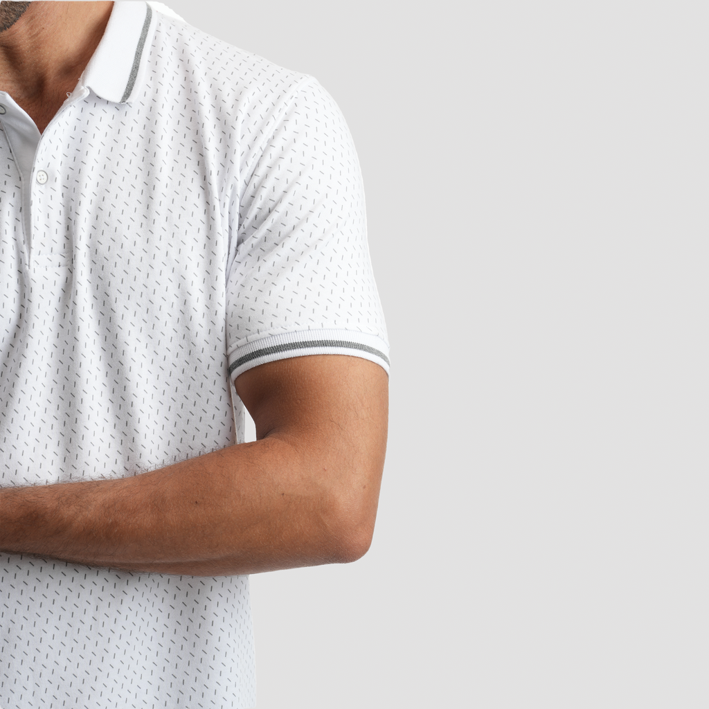White Short Sleeve Polo Shirt (MPO-94S) - Naga Homme