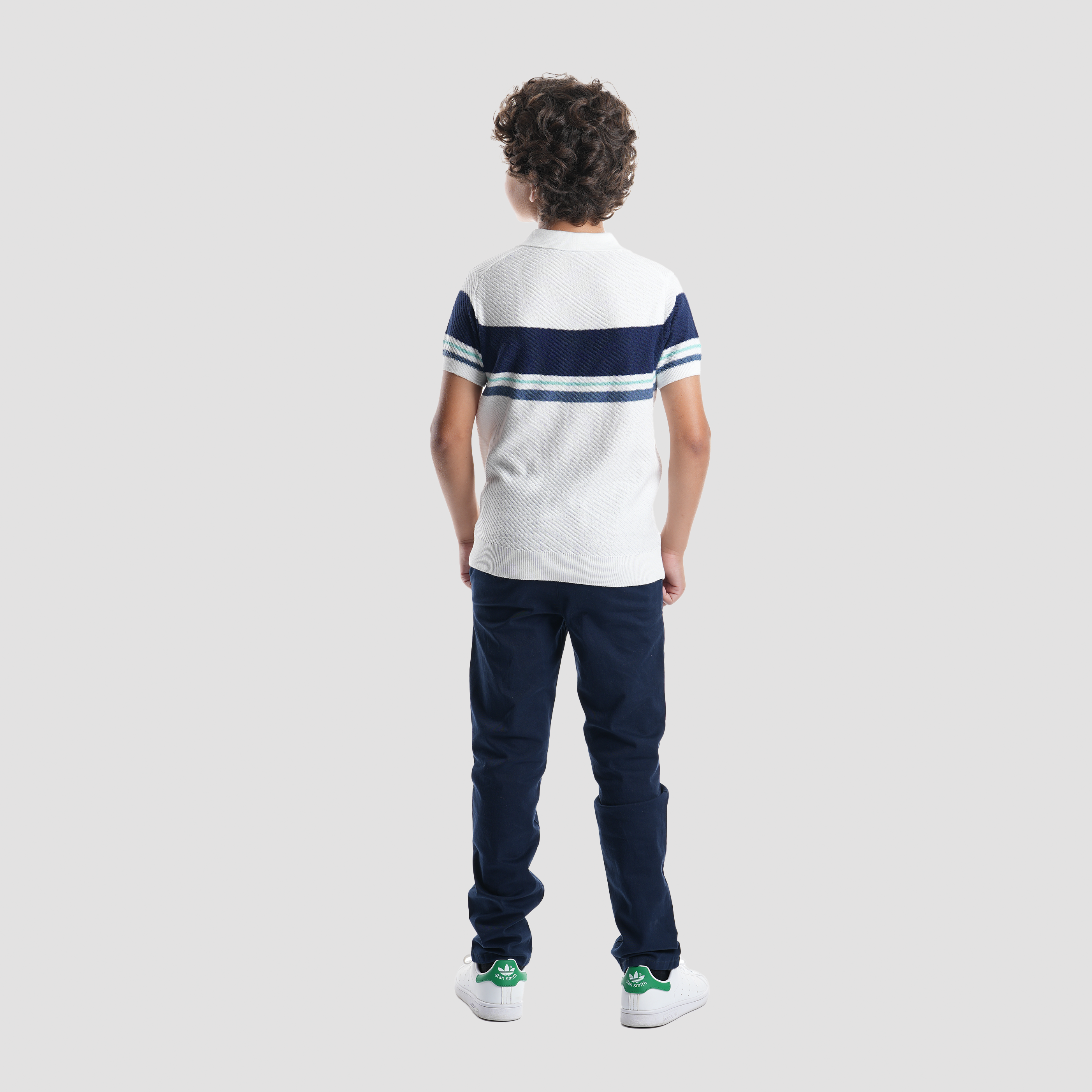 White Striped Polo Shirt-BPO104S - Naga Homme