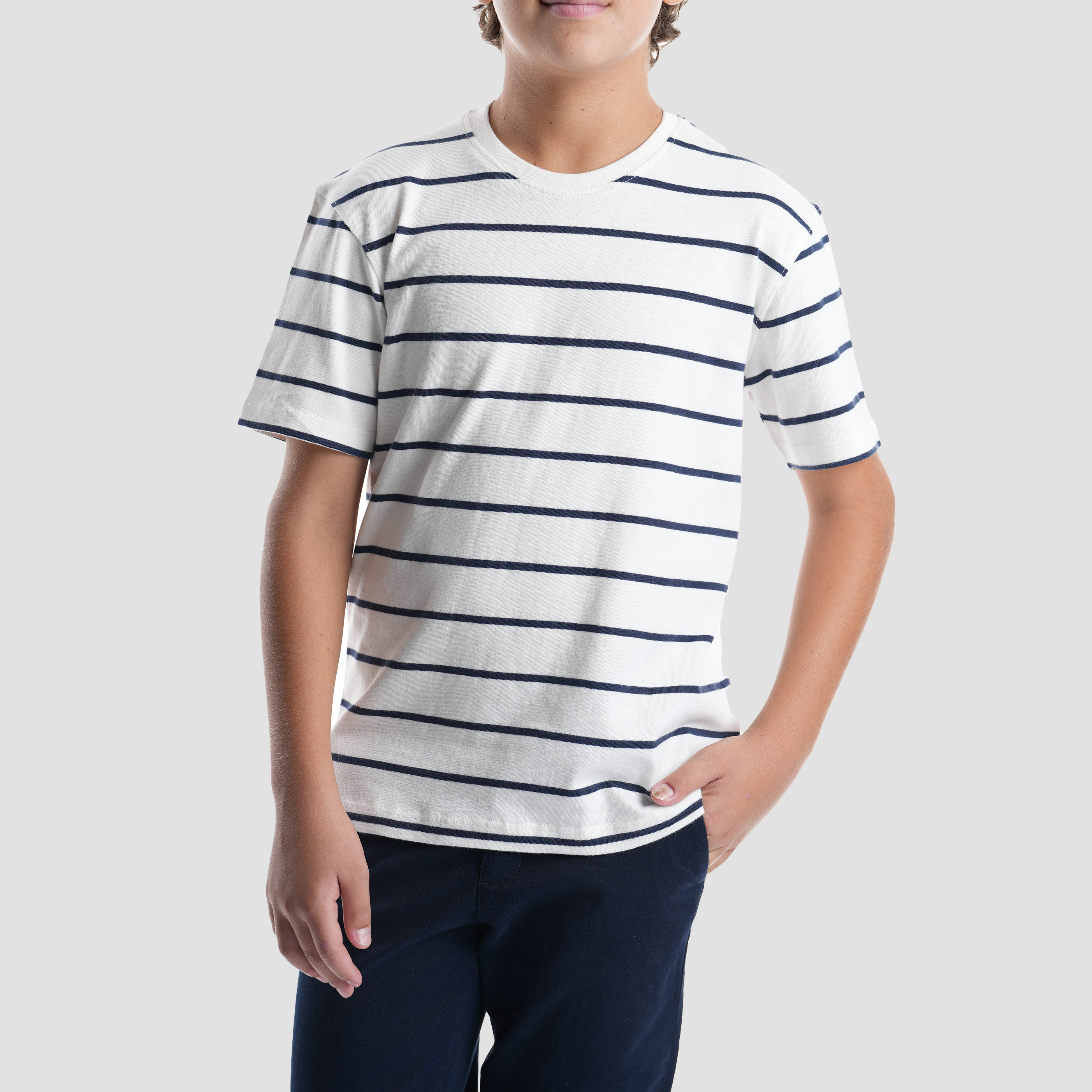 White*Navy Stripe T-shirt-BTS-46S Secondary image