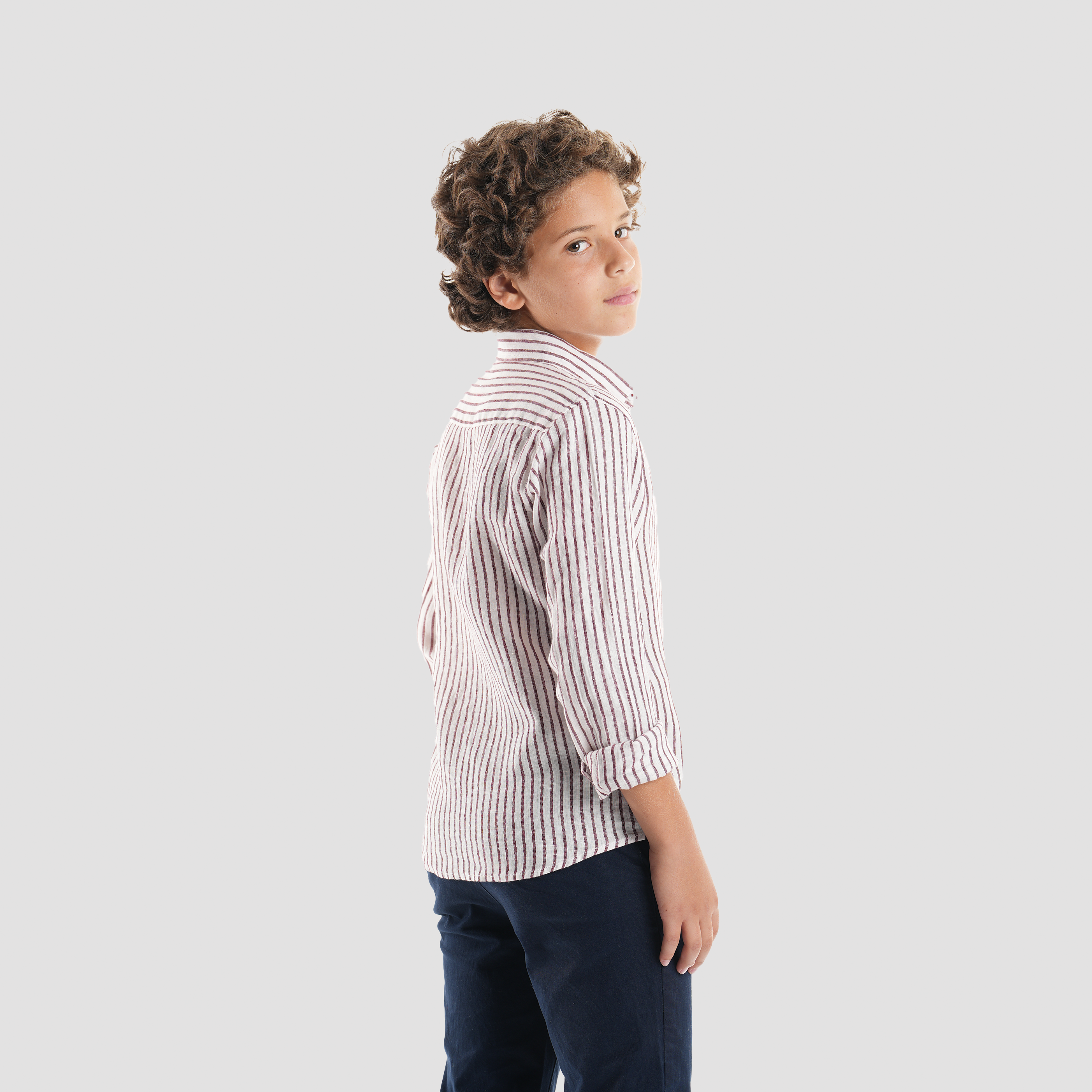 Boys' Striped Linen Shirt-BSH157S