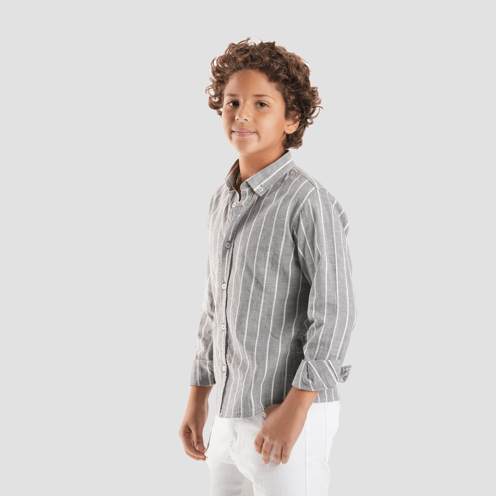 Boys' Grey Linen Shirt-BSH148S Secondary image