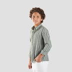 Boys' Green Linen Shirt-BSH148S - Naga Homme