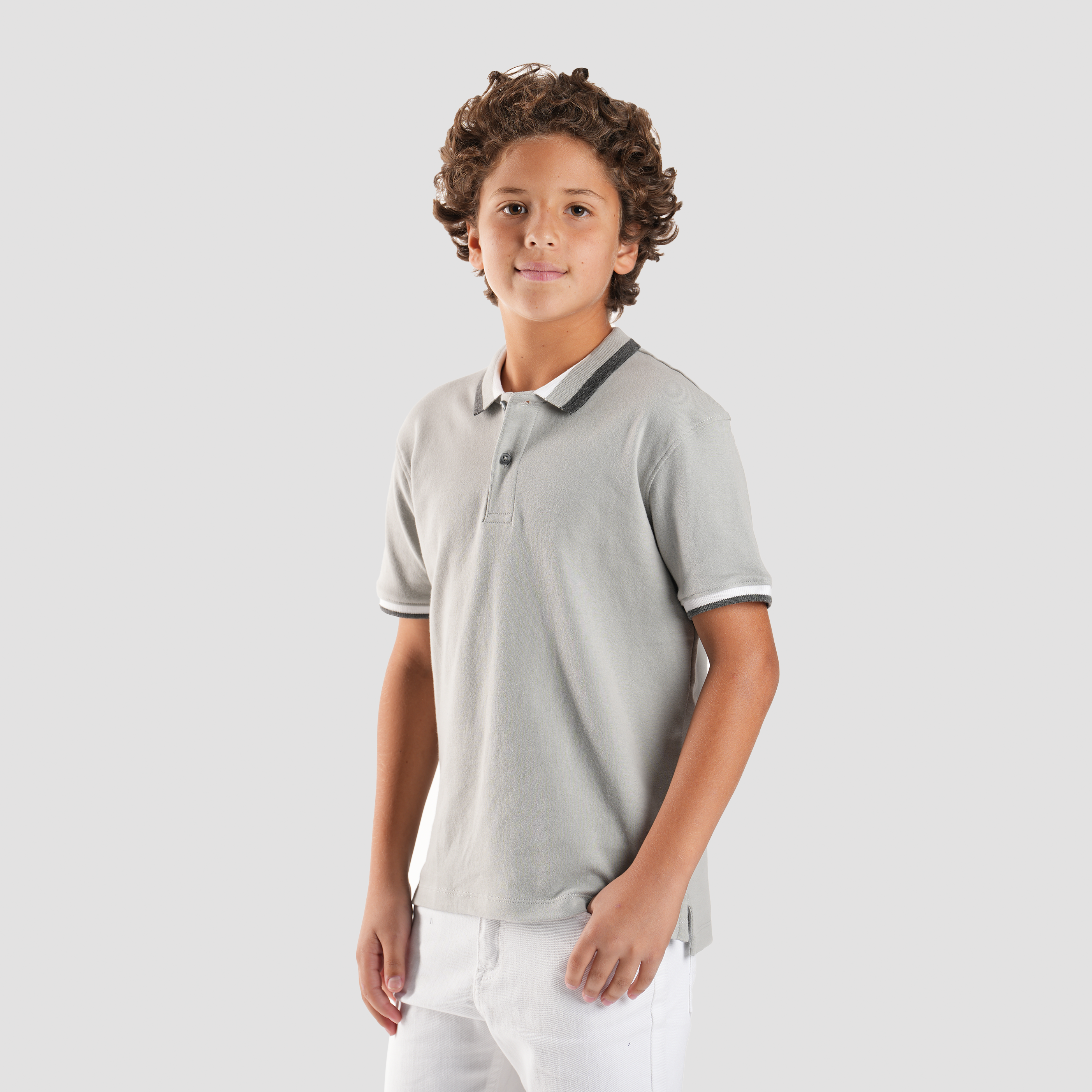 Boys' Grey Polo Shirt-BPO-96S Secondary image