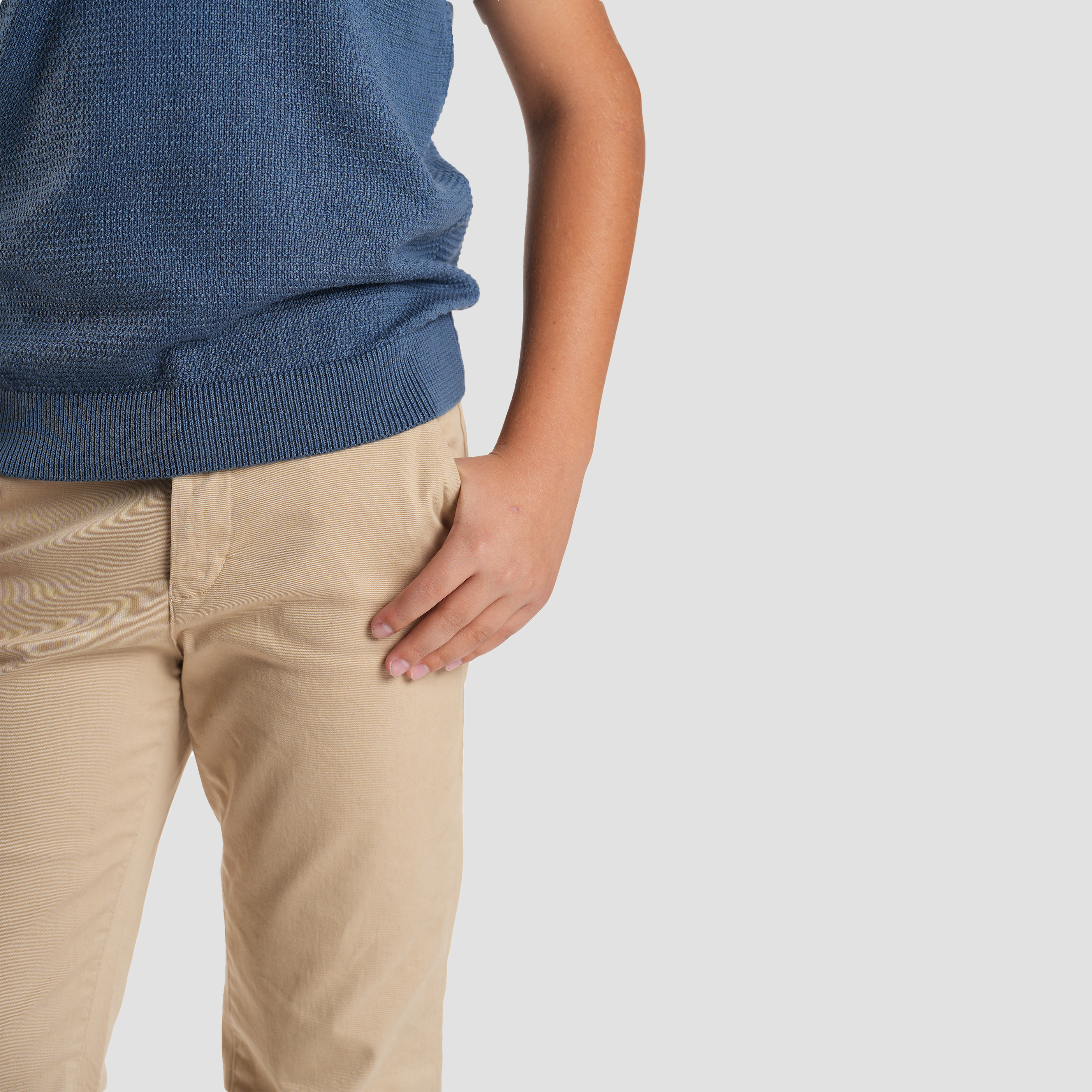 Boys' Blue Textured Polo-BPO-93S