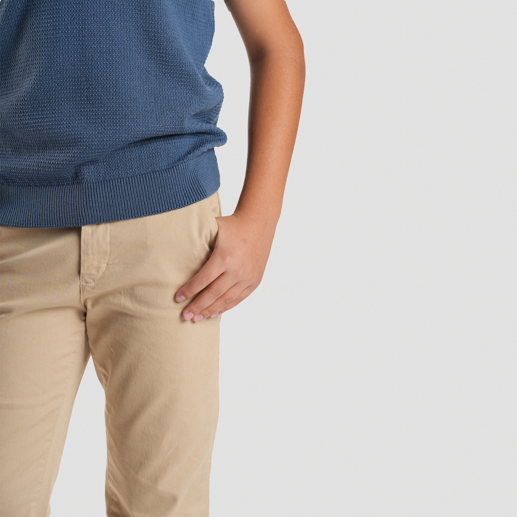 Boys' Blue Textured Polo-BPO-93S - Naga Homme