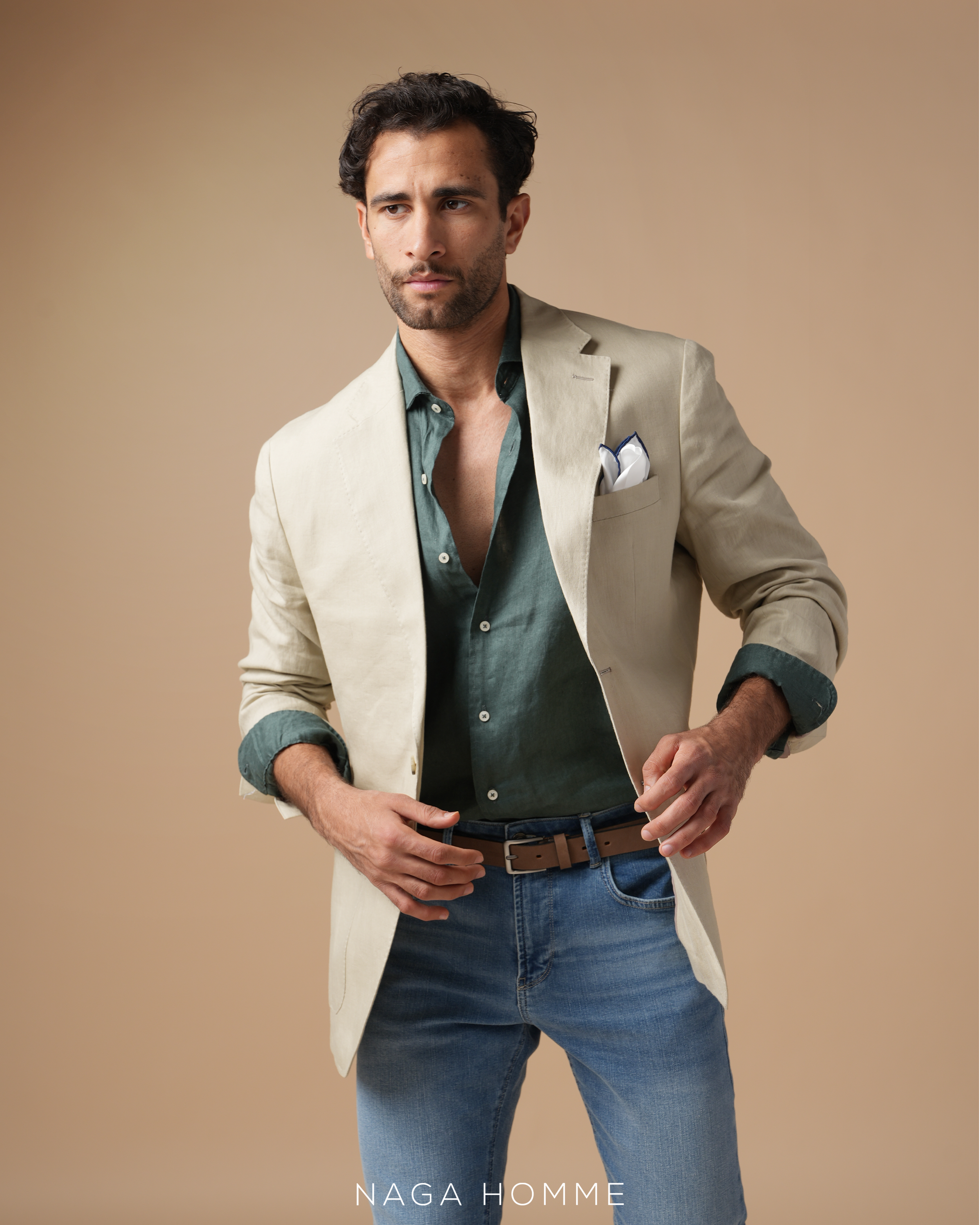 Light Beige Blazer Jacket - MJKC430 Main image