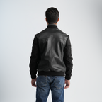 Men's Black Leather Jacket-MLJ-49
