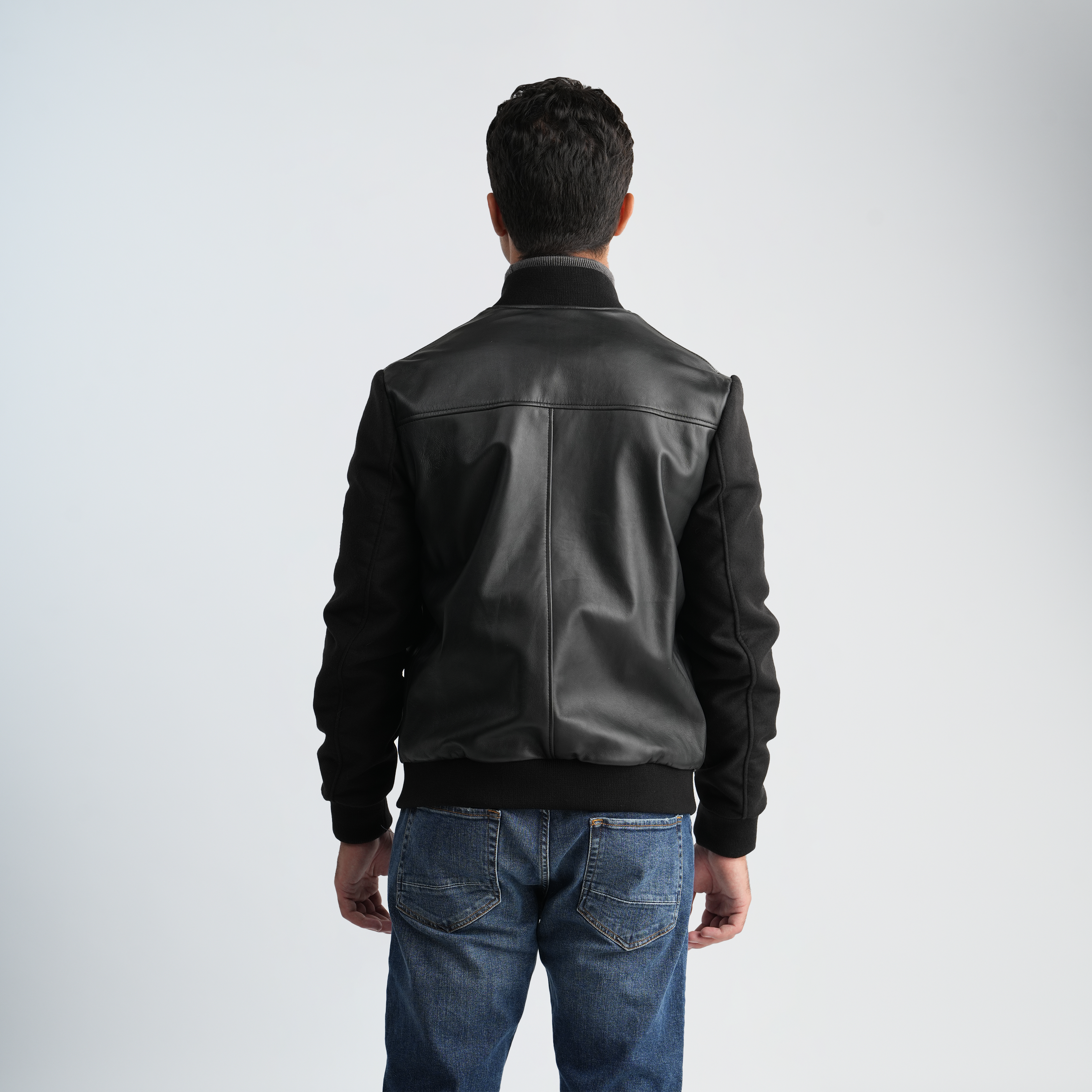 Men's Black Leather Jacket-MLJ-49