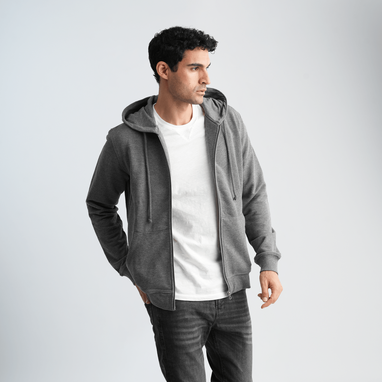 Men's Grey Hoodie-MSW-70 Secondary image