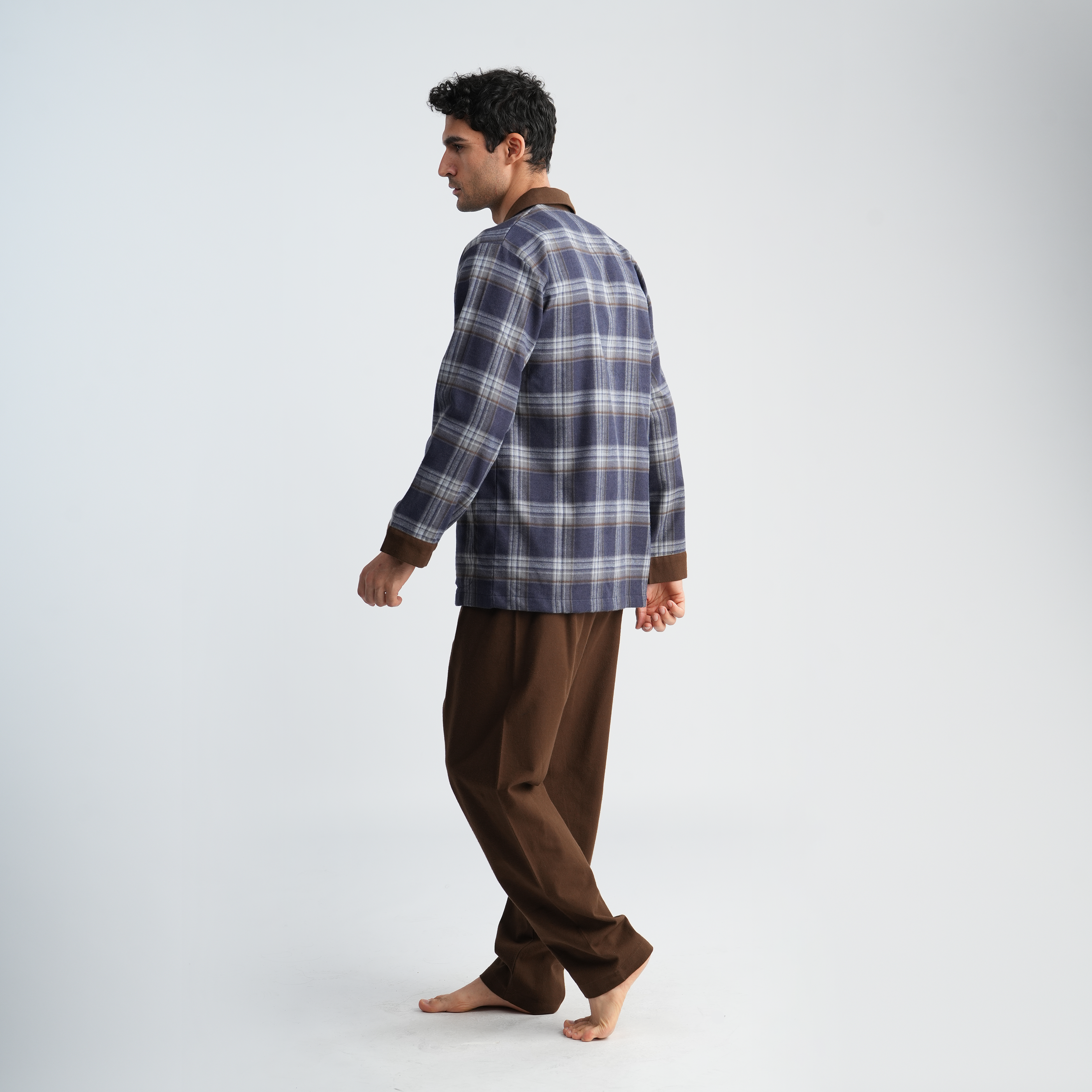 Navy*Brown Classic Pajama Set-MPJLC144