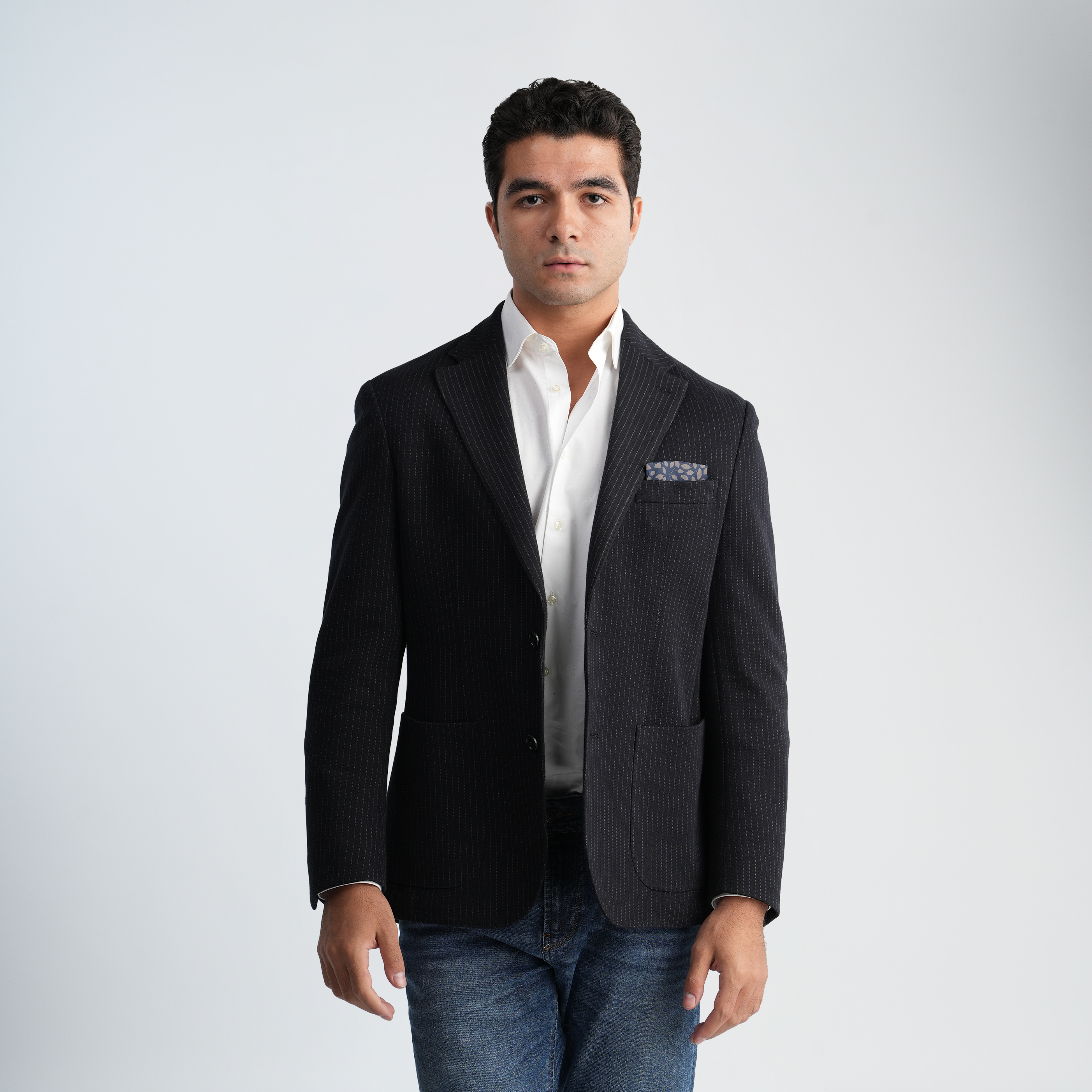 Striped Navy Blazer-MJKC412 Main image