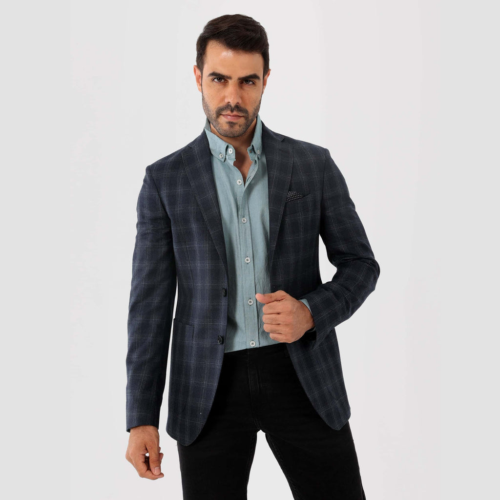 Checks Navy Blazer Jacket(345) - nagahomme