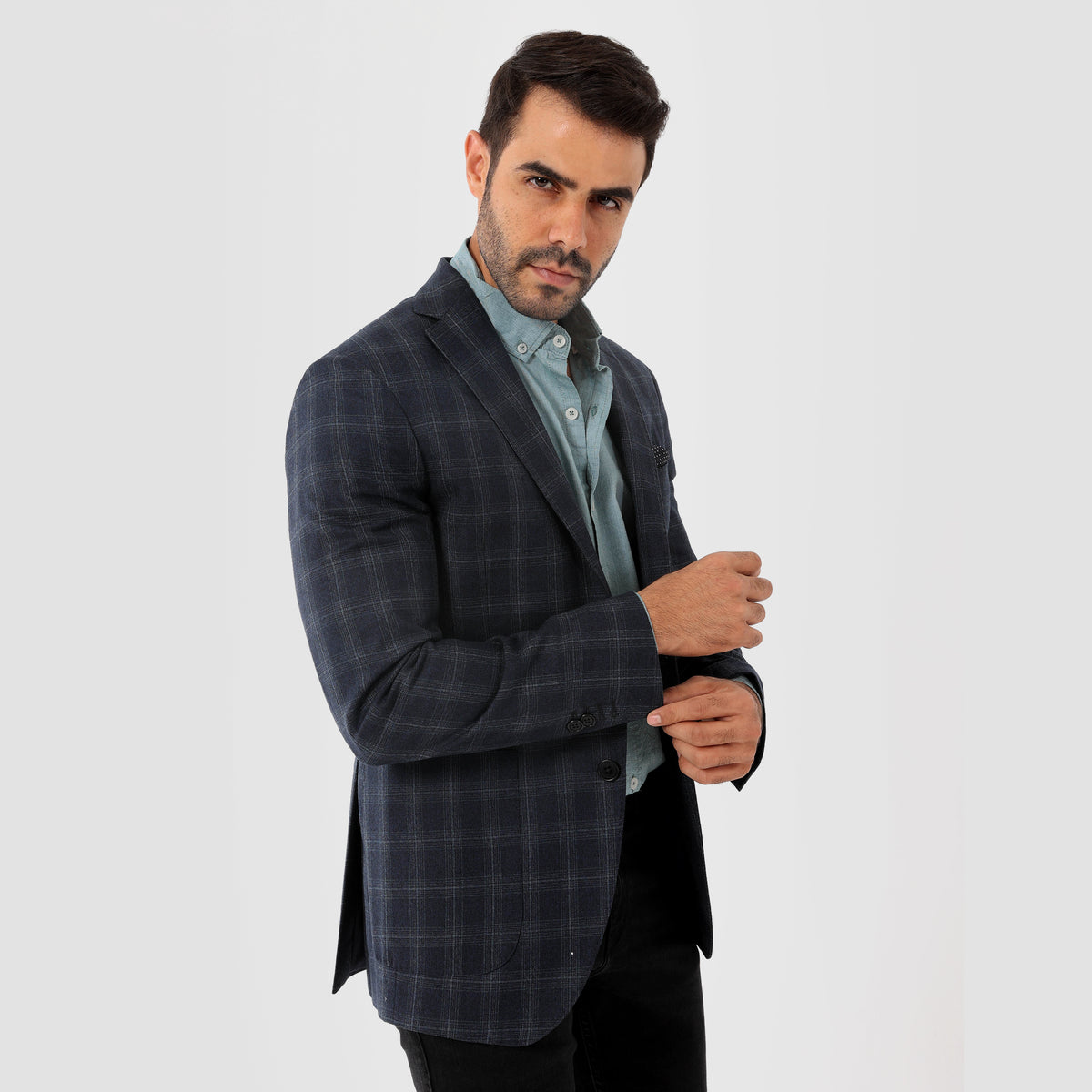 Checks Navy Blazer Jacket(345)