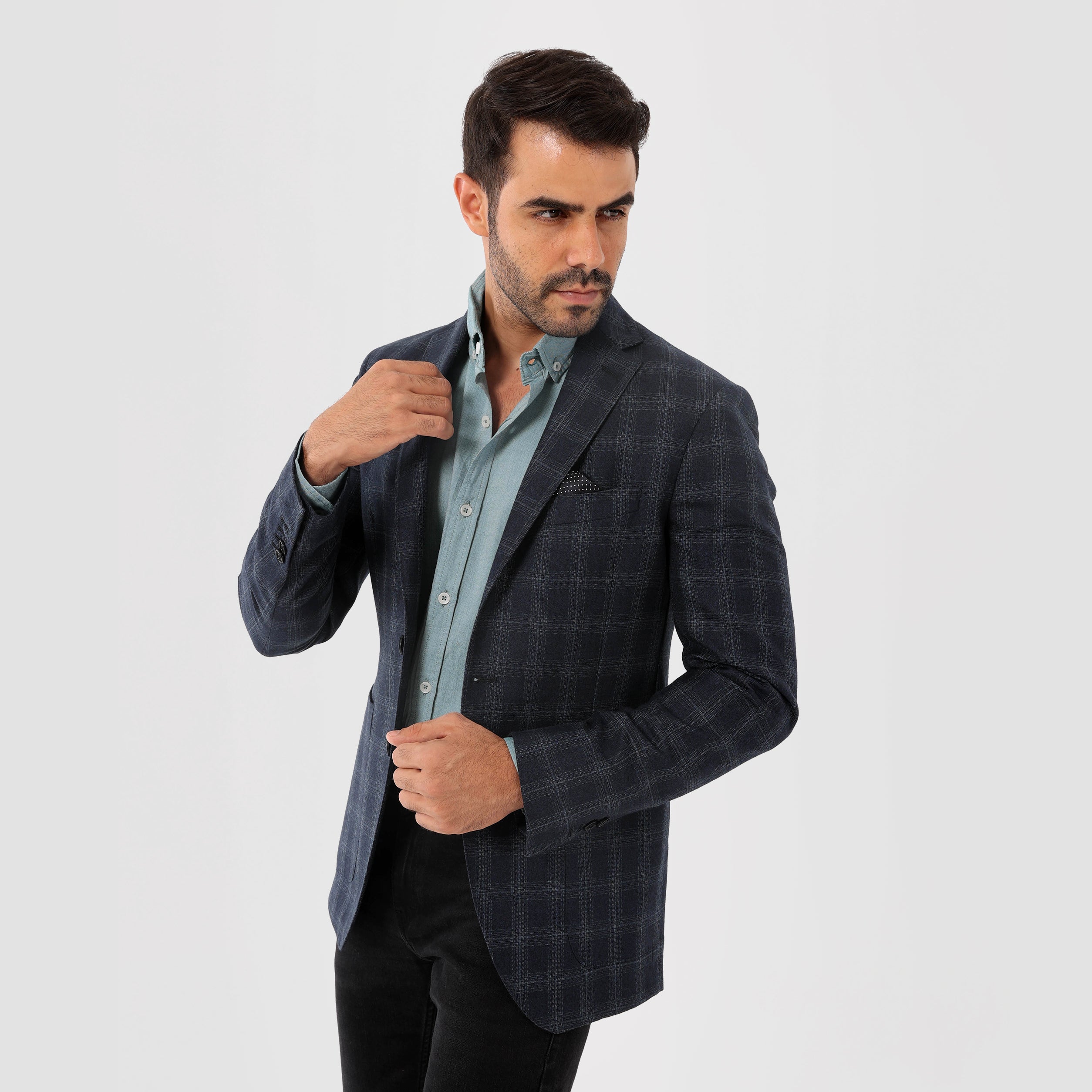 Checks Navy Blazer Jacket(345)