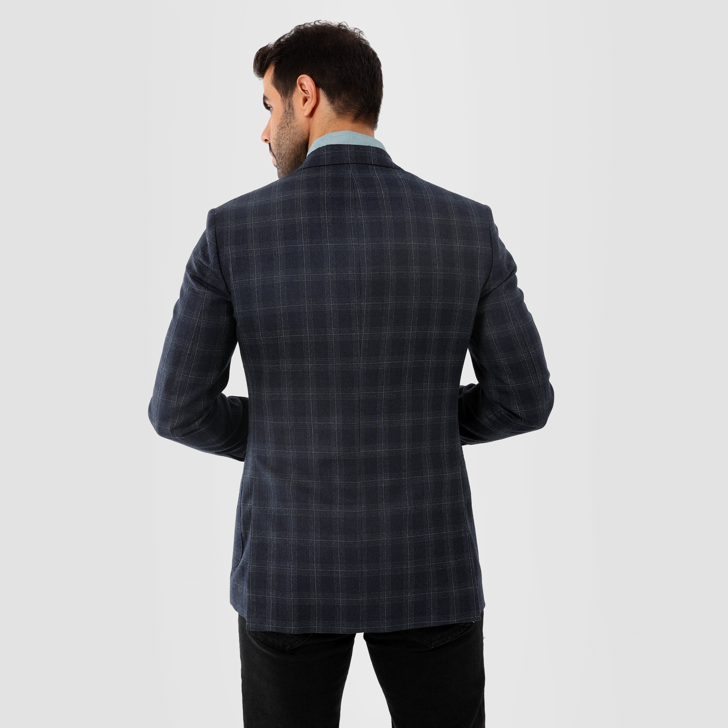 Checks Navy Blazer Jacket(345)