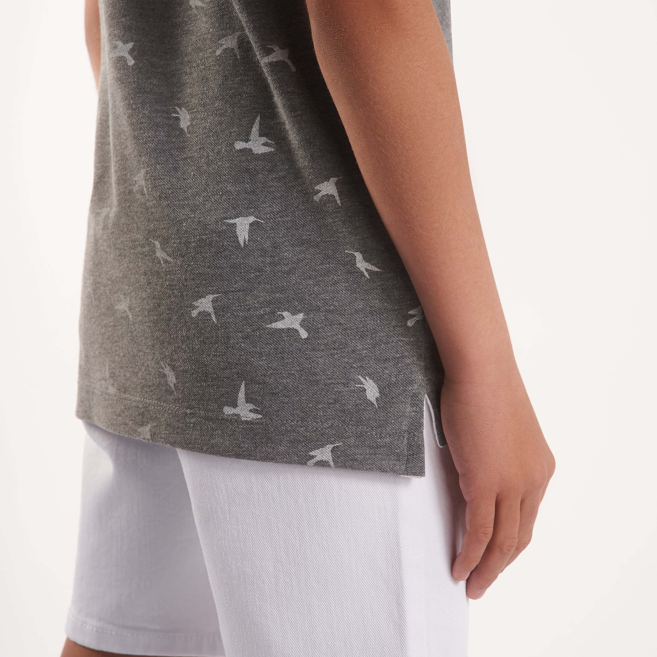 "Birds" Printed Grey Chanee T-Shirt