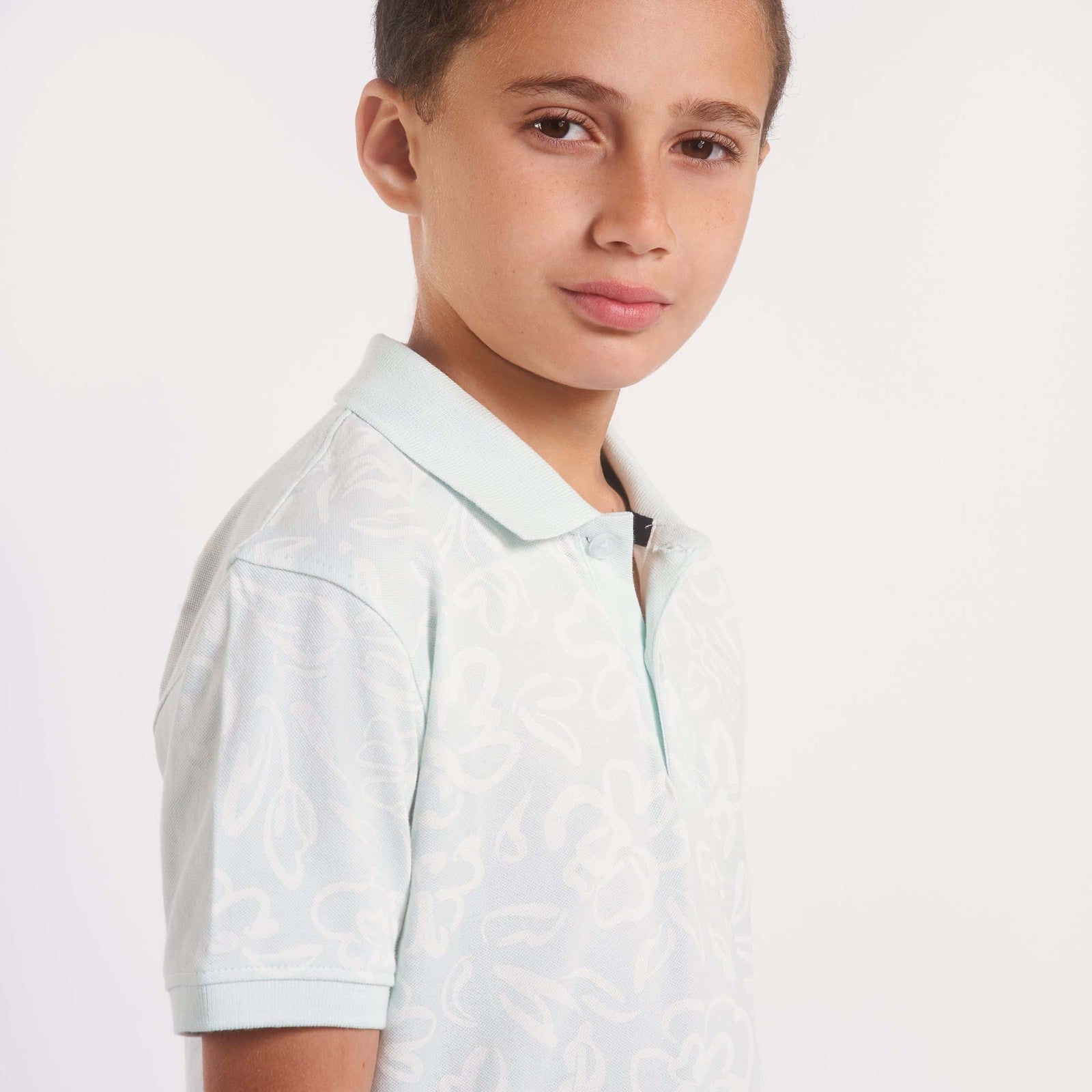 Boys all over print w/solid collar polo shirt (81) - nagahomme