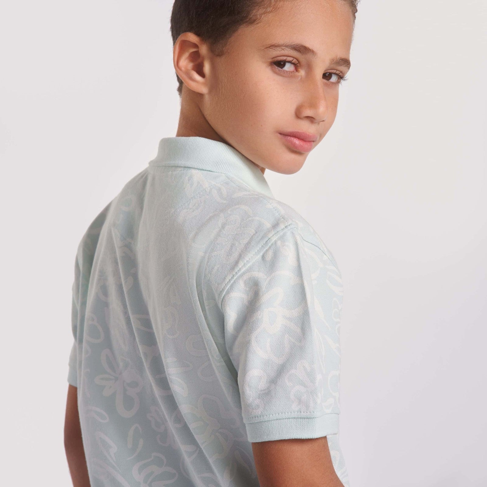 Boys all over print w/solid collar polo shirt (81) - nagahomme