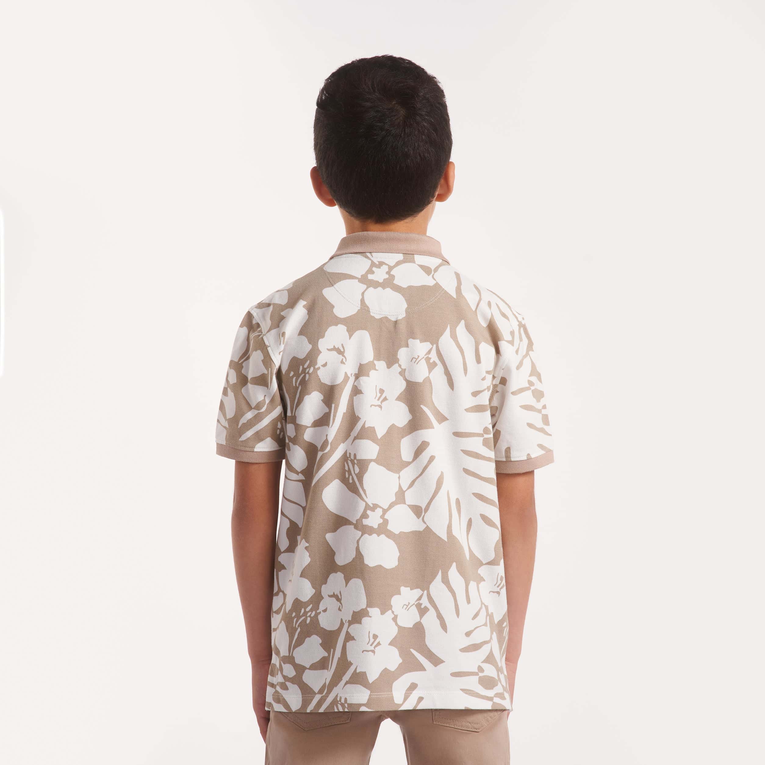 "Hawaiian" Printed Beige T-Shirt