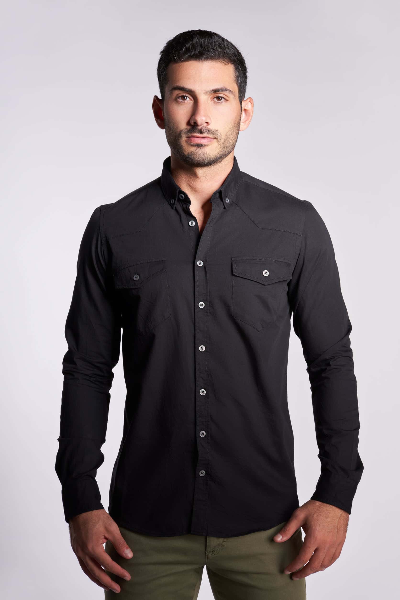 Black  long sleeves men's shirts(711)