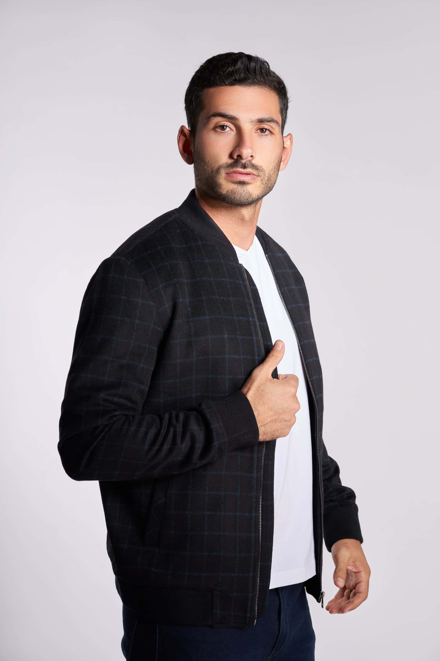 Black and blue wool jacket(19) - nagahomme Main image