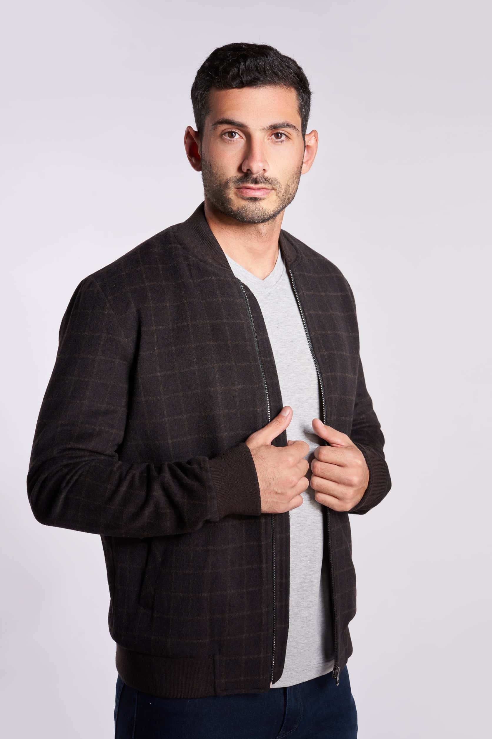 Black and Brown checks wool jacket(19) - nagahomme Main image