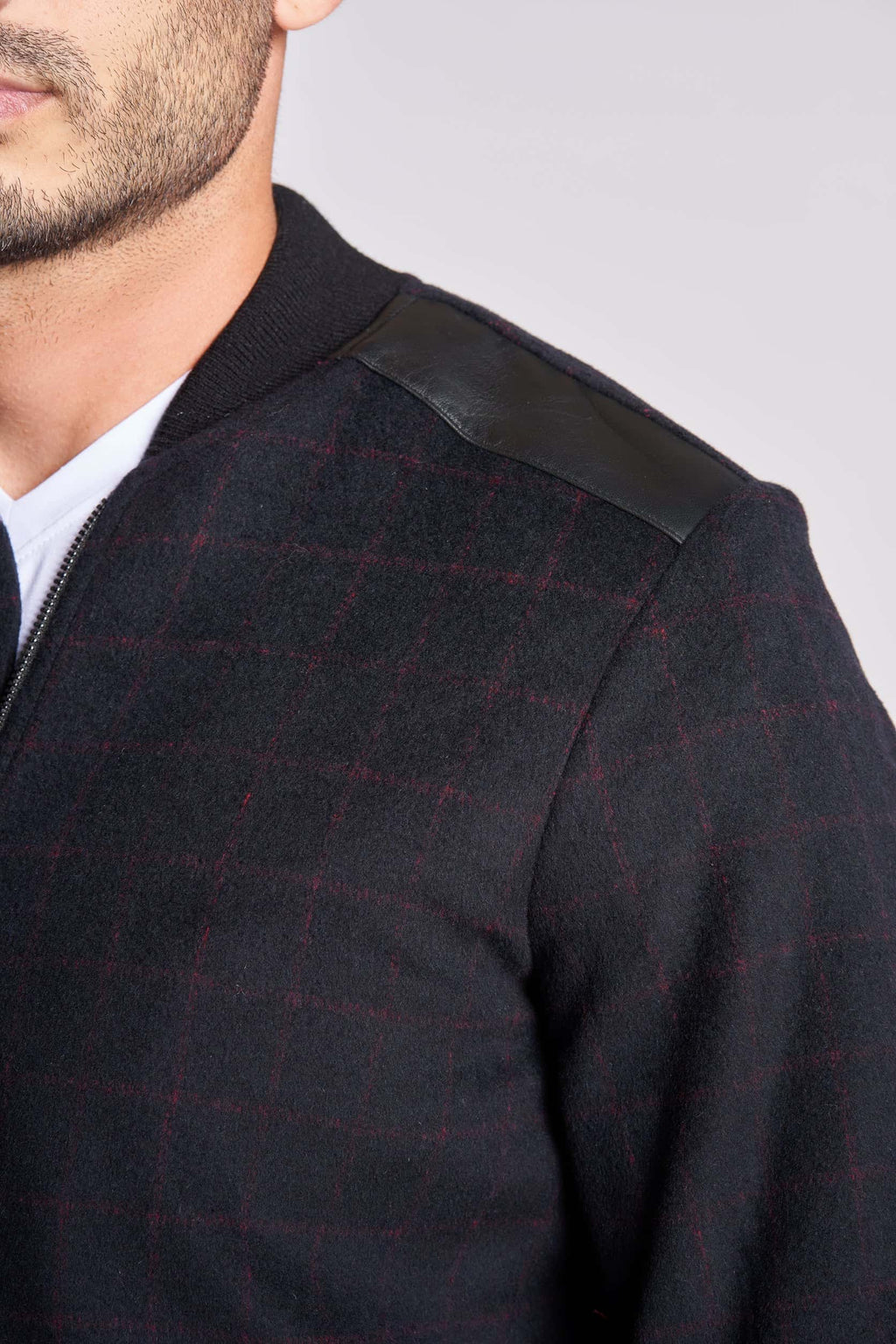 Black and Red checks wool jacket(19) - nagahomme
