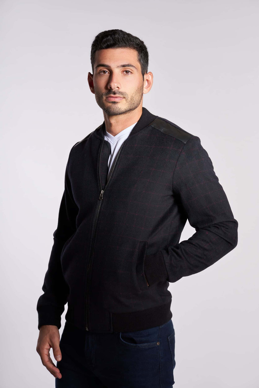 Black and Red checks wool jacket(19) - nagahomme