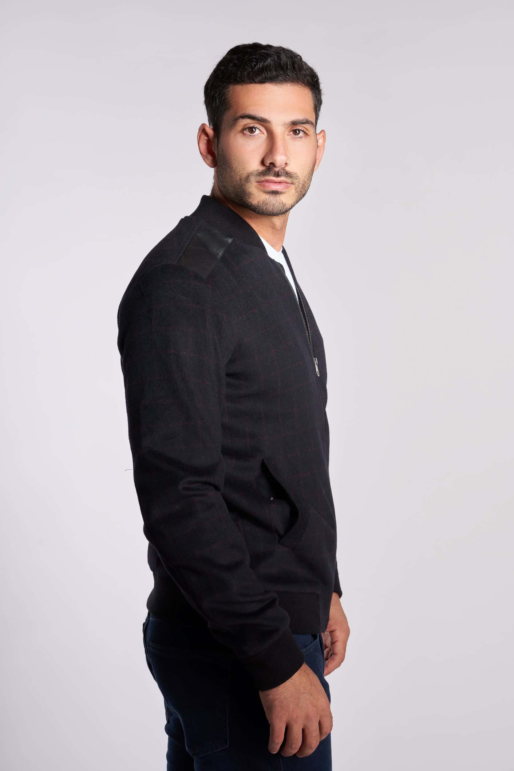 Black and Red checks wool jacket(19) - nagahomme