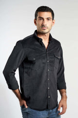 Black Cotton Casual Shirt(661) - Naga Homme