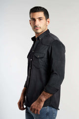 Black Cotton Casual Shirt(661) - Naga Homme