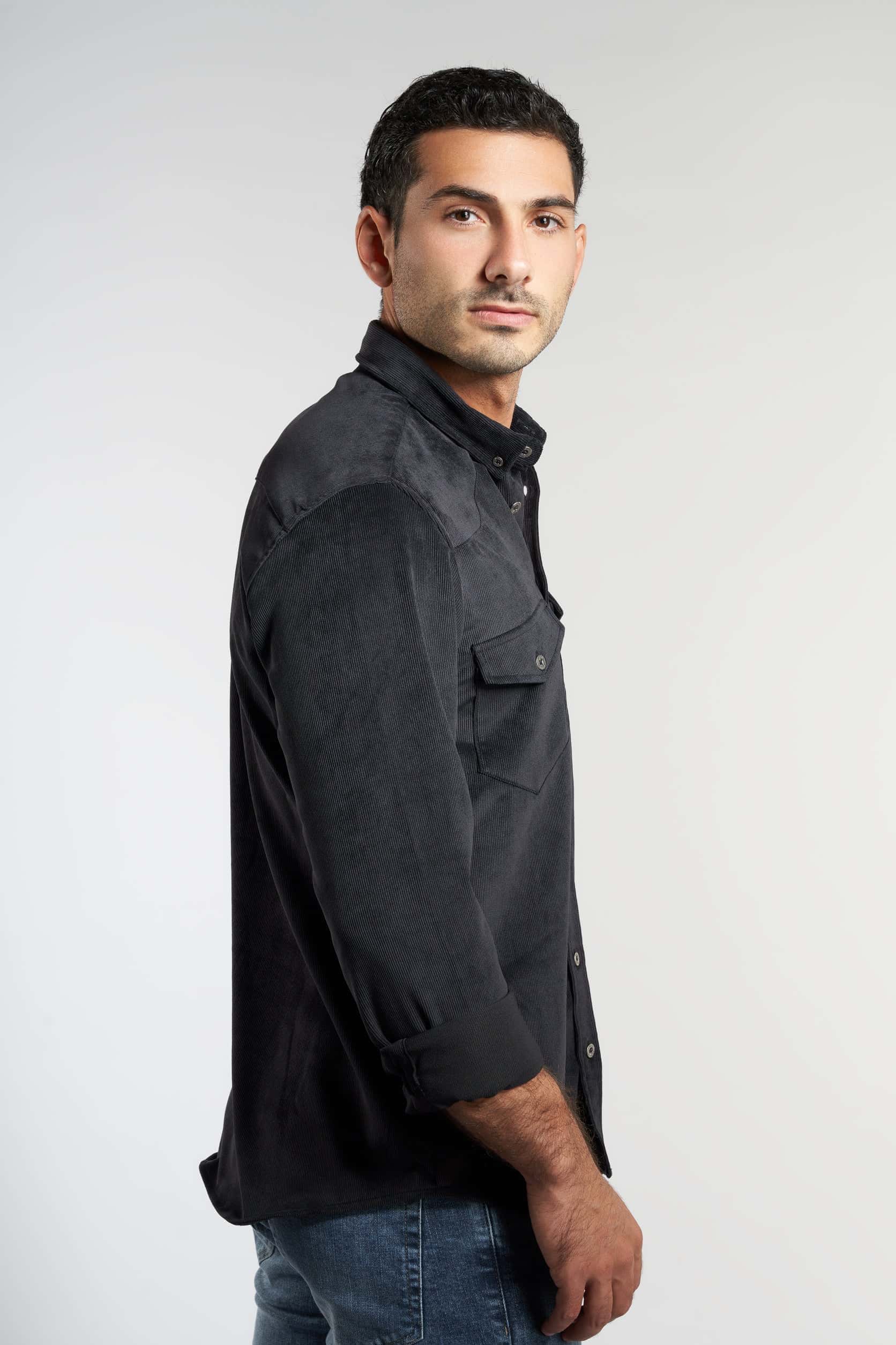 Black Cotton Casual Shirt(661) - Naga Homme