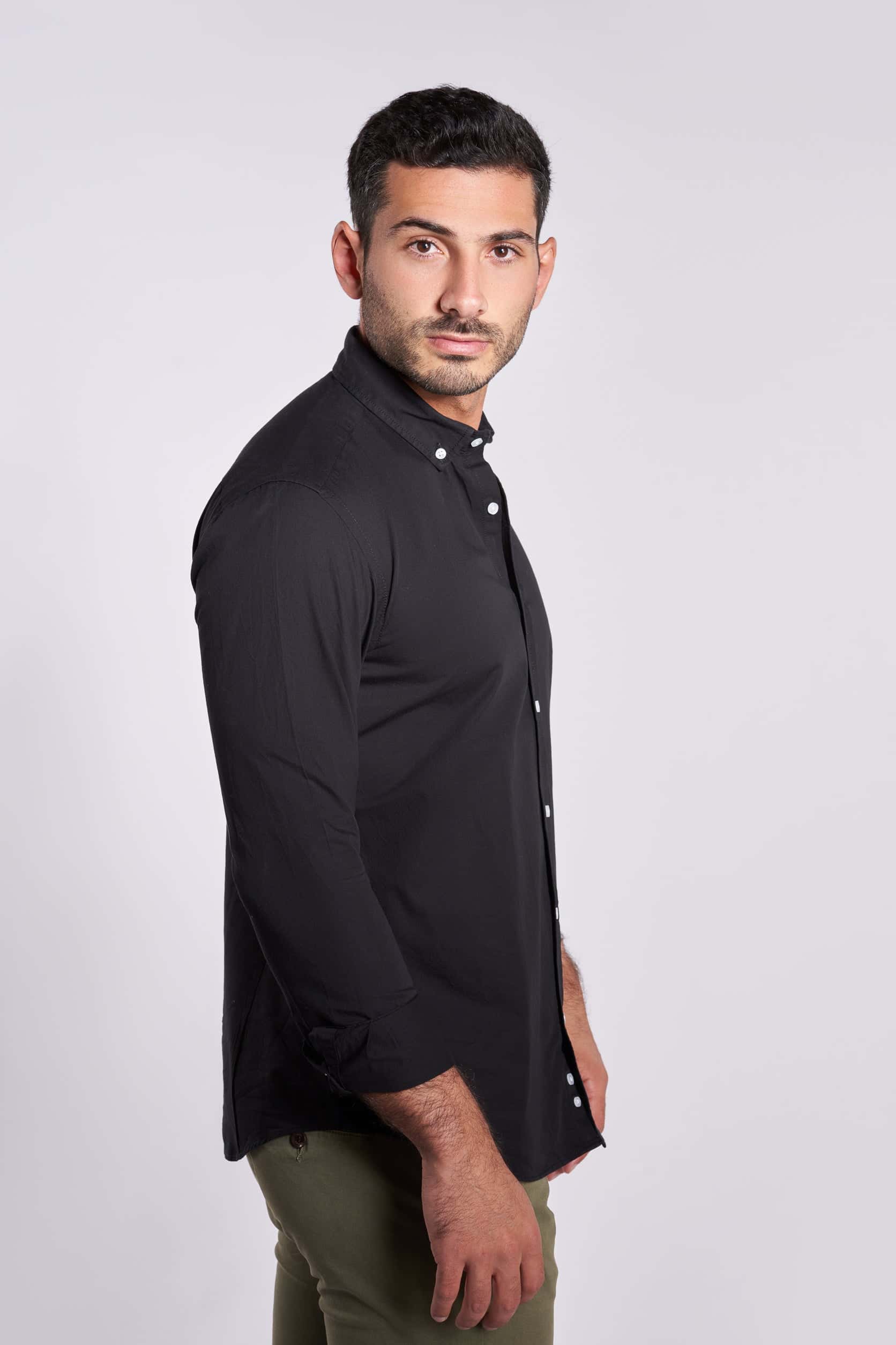 Black long sleeves men's shirts slim fit (679)