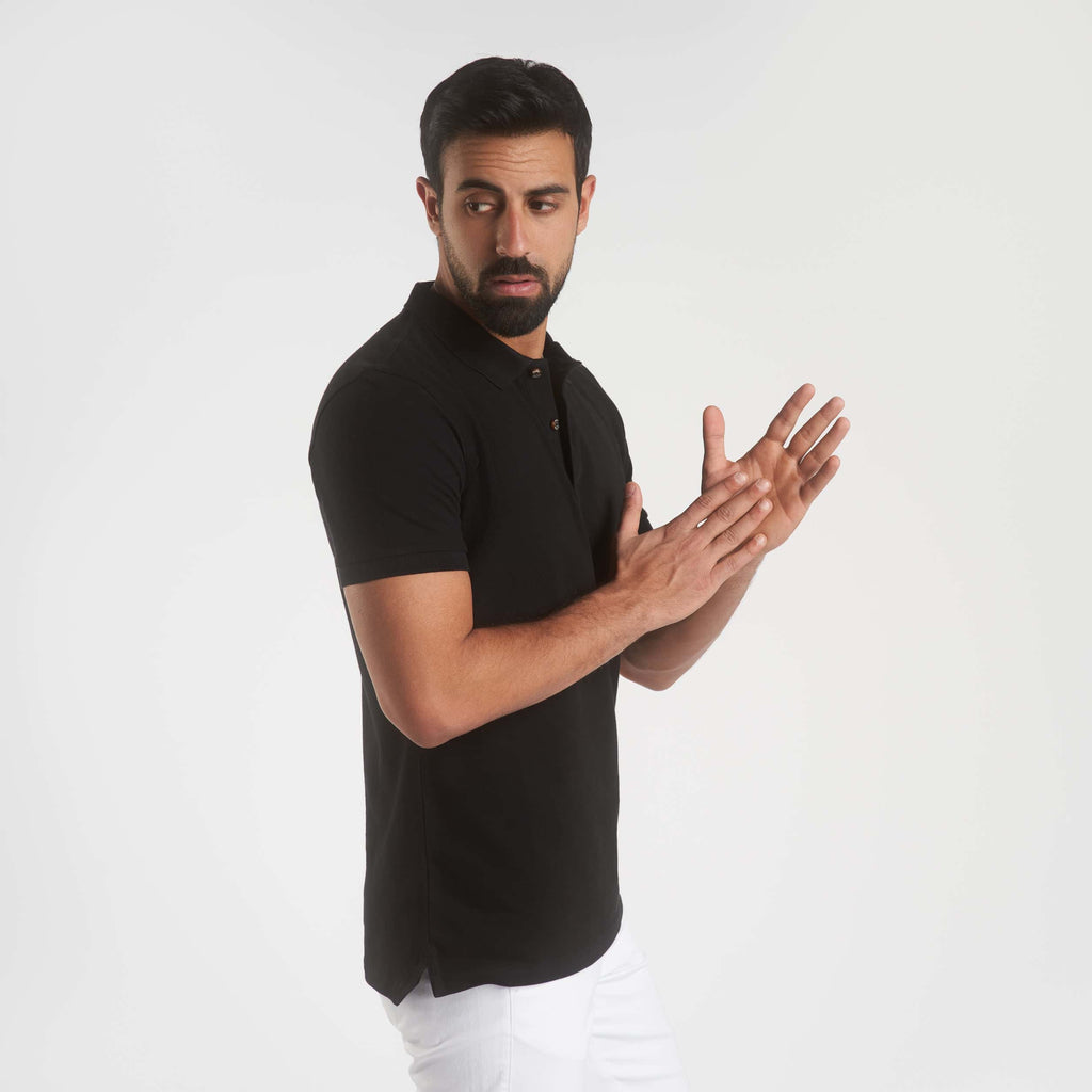 Black Plain Short Sleeves Polo(103) - nagahomme