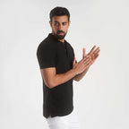 Black Plain Short Sleeves Polo(103) - nagahomme